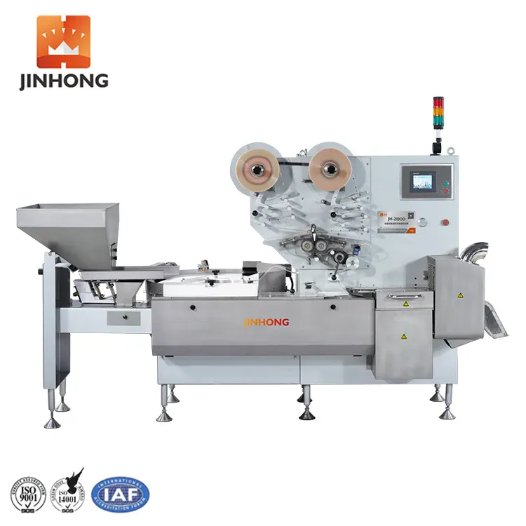 Jh Mini Flow Pack Machine ad alta velocità Macchina imballatrice per cuscini Macchina imballatrice sigillante per piccole gomme da masticare